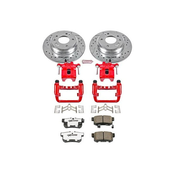 PowerStop Rear Z26 Street Warrior Brake Pad and Rotor Kit with Red Powder Coated Calipers Fits: ACURA Select Models KC3154-26