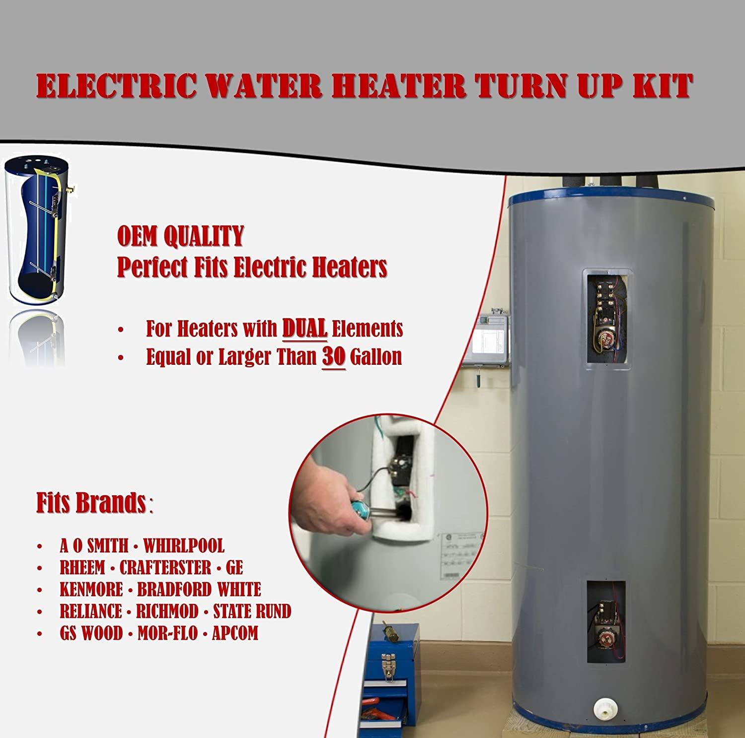 Electric Water Heater Tune-Up Kit , Includes Two Water Heater Thermostat,  Two Water Heater Elements - 4500W 240V , Universal Type Thermostat as Water  Heater Replacement Parts - Walmart.com