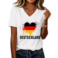 thumbnail image 2 of Women's Football Graphic T-Shirt, Women's V Neck Short Sleeve T Shirt, Casual Letter Print Tee, Fashion Summer Top for Soccer Tournament 2026 Red Size: 2XL, 2 of 6