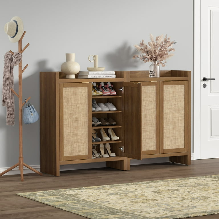 SICOTAS 6 Tier Shoe Cabinet Wooden 24 Pairs Shoe Rack Storage Organizer for Hallway Bedroom Closet Walmart