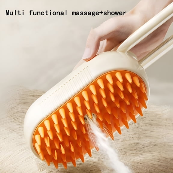 ACDANC Puffease Spritz Defur Comb for Cats and Dogs, One-Click Spray Household Foldable 3 in 1 Steam Brush for Cats Dogs, Cat Steam Brush for Shedding (1 White)