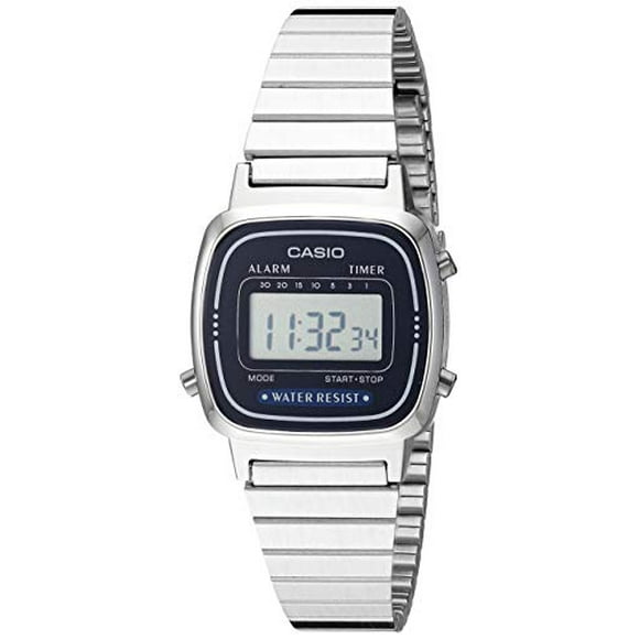 Casio Womens LA670WA-2 Silver Stainless-Steel Quartz Watch with Digital Dial