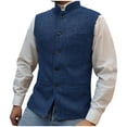 thumbnail image 2 of Afuyipoi Formal Vest for Men V Neck Single Breasted Button Front Dressy Vest Blue Size M, 2 of 4