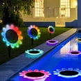 thumbnail image 2 of Solar flower swimming pool light LED water float with discoloration timing waterproof pond water floating pool hot spring fountain light-2 Pack, 2 of 8