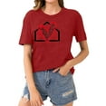 thumbnail image 2 of Women's Short Sleeve Tunic Tops Loose Fit Flowy Y2K Tops Dressy Casual Basic Tees for Sports Fashion Summer Clothes for Teen Girls Baseball Graphic Tops Round Neck Blouse Vintage Red T Shirts XXL, 2 of 4