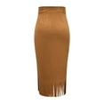 thumbnail image 6 of THDHVS Casual Skirts for Women,High Waist Faux Suede Loose Casual Fringe Long Skirt,Women's Skirts, 6 of 8