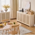 thumbnail image 5 of ARKANTOS Rattan Sideboard Buffet Cabinet with Storage, Kitchen Storage Cabinet with 4-Doors,Light Natural Oak, 5 of 10