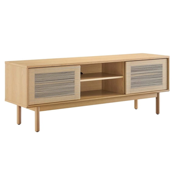Modway Milo 1-Shelf Wood TV Stand for TVs up to 65" in Oak and Tan