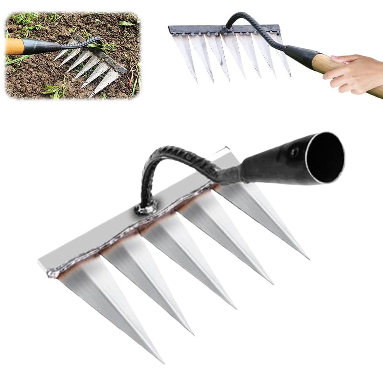 AUDeals Heavy Duty Iron Rake for Gardening and Weeding, Dethatching Lawn Tool for Backyard Soil Loosening, Available in Four Size Options for Yard Work