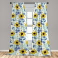 thumbnail image 2 of Summer Vibes Window Curtains, Simple Design Pattern of Sunflower and Chamomile on Minty Back, Lightweight Decor 2-Panel Set with Rod Pocket, Pair of - 28"x84", Mustard Mint Green White, by Ambesonne, 2 of 3