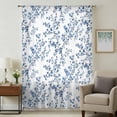 thumbnail image 2 of Navy Blue Spring Floral Semi Sheer Curtains Drapes for Living Room, Bedroom, French Doors Window 72 Inches Long, Elegant Pastoral Flowers Rod Pocket Chiffon Curtain Drapery Voile Draperies Panel, 2 of 8
