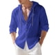 thumbnail image 2 of Blusa de manga larga con capucha para hombre, color liso, moderna, holgada, informal, con botones y cordón, de poliéster., 2 of 9