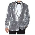 thumbnail image 2 of Silver Shimmer Sequin Adult Costume Jacket XX-Large, 2 of 4