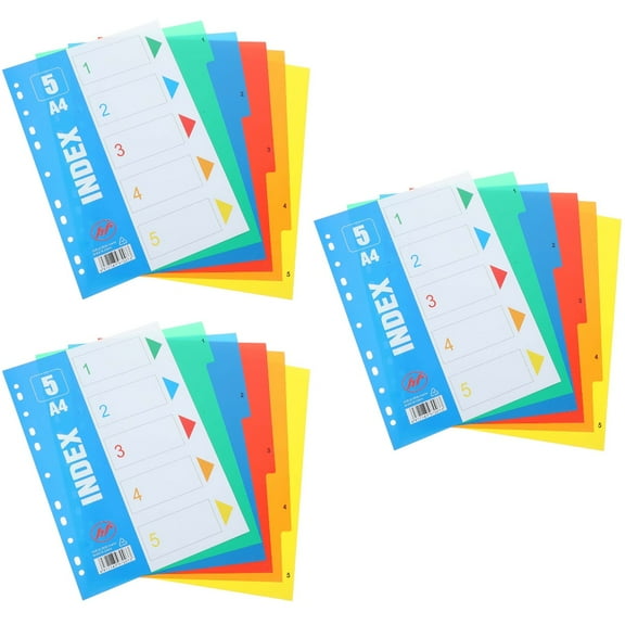 3 Sets Index Separator Page Dividers with Pockets Tabs Notebooks Office
