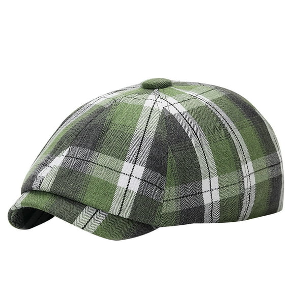 ZQUUVOU Men's 8 Panel Wool Blend Newsboy Cap Herringbone Art Head Cap Cotton Beret Hat Army Green