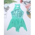 thumbnail image 3 of Venjoe Kids Girls Sequins Lyrical Ballet Dance Dress Halter Cutout Back Modern Dancing Costume Tulle Turquoise 8, 3 of 7