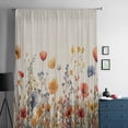 thumbnail image 5 of Yellow Red Blue Spring Floral Semi Sheer Curtains Drapes for Living Room,Bedroom,French Doors Window 96 Inches Long,Watercolor Botanical Summer Flowers Rod Pocket Chiffon Curtain Drapery Voile Panel, 5 of 6