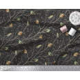 thumbnail image 3 of Soimoi Black Heavy Satin Fabric Leaves & Flowerpecker Bird Decor Fabric Printed Yard 56 Inch Wide, 3 of 3