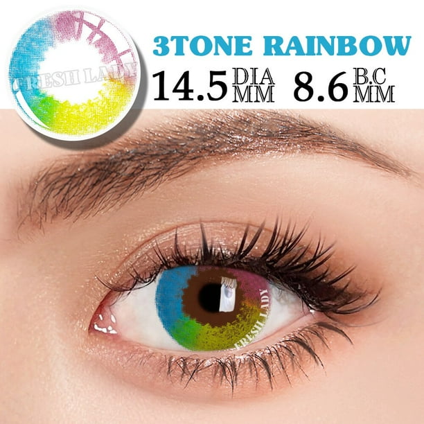 UYAAI lentes de contacto de Color arcoiris para Halloween lentes de Color rosa para ojos 1 par 14 5mm