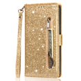 thumbnail image 1 of Decase Glitter Wallet Case for Google Pixel 7 Pro, Sparkly Luxury PU Leather Flip Folio Kickstand Cover Zipper Pocket Women Purse Sleeve with Card Holder & Detachable Wrist Strap, Gold, 1 of 8