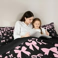 thumbnail image 6 of jejeloiu Cute Bowtie Bow Full Size Comforter Sets,Kawaii Bowknot Bedding Comforter Set,Pink Black Bedding Sets For Children,Breathable Home Decor Reversible,3 Pieces, 6 of 10