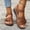 Brown, variant on Orthopedic Wide Sandals for Women Wide Width Strappy Arch Support Flat Wedge Sandals Walking Dressy Open Toe Black 5.5