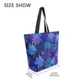 thumbnail image 4 of Open Top Canvas Tote Bag with Zipper Reusable Shopping Bag 13.5x15" Roomy Carryall Deep Indigo Snowflakes, 4 of 9
