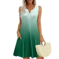 thumbnail image 2 of Dazajoo Sleeveless Sundresses for Women 2025 Tie Dye Henley Tank Dress with Pockets Casual Button V Neck Midi Dresses,Green,L, 2 of 5
