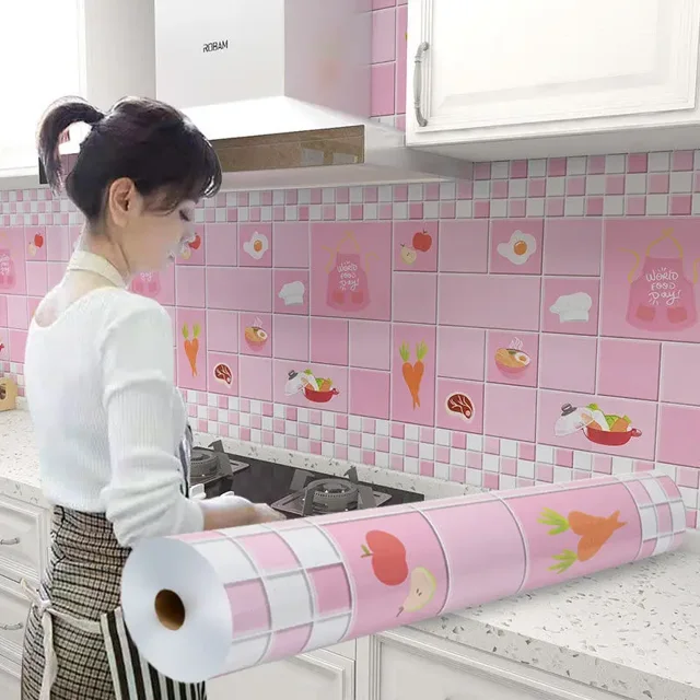 Kitchen Stove Oil-proof Sticker Waterproof High Temperature Resistant Wallpapers Kitchen Decoration Self Adhesive Contact Paper