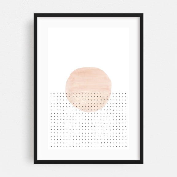 Abstract minimalist pastel sun - Mixed Media Minimalist Abstract Geometric Pattern Boho Modern Art Watercolor Black Framed Wall Art Print 16 x 24 inches