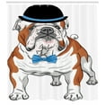 thumbnail image 3 of Ambesonne English Bulldog Shower Curtain, Hipster Dog, 69"Wx84"L, Brown Black Blue, 3 of 3