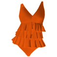 thumbnail image 4 of Baqcunre Full Coverage Retro Swim Dress: Women's Ruffle Tummy Bathing Suit for Elegance, 1 Pc Swimsuit Orange S, 4 of 4