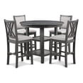 thumbnail image 4 of Isla 5 Piece Counter Height Table Set, 4 Crossback Chairs, Gray Polyester, 4 of 8