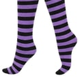 thumbnail image 4 of AVRNLIQ Womens Knee High Striped Socks – Purple, Stretch Polyester Blend, Novelty Boot Socks for Costume, Party & Daily Wear, 4 of 5