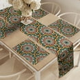 thumbnail image 2 of Ambesonne Paisley Table Runner & Placemats, Moroccan Wave, Placemat 4 pcs + Runner 14"x72", Brown Green and Yellow, 2 of 2