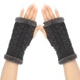 thumbnail image 2 of Women's Knit Arm Warmers with Plush Lining, Long Sleeve Glove Covers, Faux Sleeve Hand Warmers, Thick Wool Blend Wrist Warmers for Autumn and Winter Dark Gray, 2 of 4