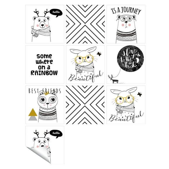 EGNMCR Room Decor Home Decor 1Set 10pc Self Adhesive Tile Print Sticker Kitchen Bathroom Wall Sticker Decoration The wallpaper