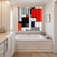 thumbnail image 3 of Black Red Geometric Kitchen Curtains 63 Inch Length, Red White Abstract Art Modern Grommet Top Bedroom Living Room Curtains, Light Filtering Cafe Curtain Drapes 2 Panels Set 84''x63'', 3 of 9