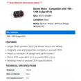 thumbnail image 2 of Blower Motor - Compatible with 1986 - 1989 Dodge W100 1987 1988, 2 of 2