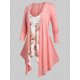 thumbnail image 2 of Camiseta de Pañuelo de Estampado Floral de Talla Grande Rosegal  Mangas largas de talla grande, 2 of 5