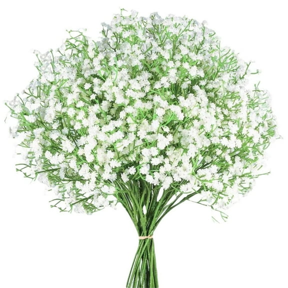 Baby Breath Flowers Artificial Bulk,12 Pcs Gypsophila Faux White Flowers Fake Baby Breath Real Touch Flowers Bouquets for Bride Wedding Decorations Party Floral Arrangements DIY (White)