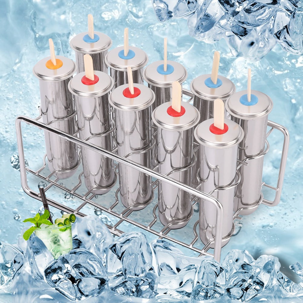 10 Moules à Crème Glacée En Acier Inoxydable Avec 100pcs Le Support De