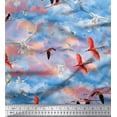 thumbnail image 1 of Soimoi Cotton Voile Fabric Flying Stork & Dove Bird Print Sewing Fabric Yard 56 Inch Wide, 1 of 1