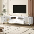 thumbnail image 3 of Euroco Modern TV Stand with Glass Cabinet Doors, 4 Drawers & 2 Cabinets, Cable Management, Metal Legs – Elegant Entertainment Center for Living Room, 3 of 9