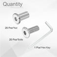 thumbnail image 3 of Uxcell 20Sets M8x20mm Hex Drive Socket Cap Bolt M8*18mm Nuts with M5 Hex Wrench Silver, 3 of 7