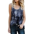thumbnail image 2 of Mujeres Verano Cuello en U Boho Estampado floral Camisetas sin mangas Casual Camisas sin mangas Camis, Blue2xl Feliz Sencillez, 2 of 3