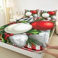 thumbnail image 3 of Feelyou Cartoon Xmas Ball Twin Sheet Sets, Red White Plaid Twin Fitted Sheet, Merry Christmas Flat Sheet, Breathable Home Decor,3 Pieces, 3 of 7