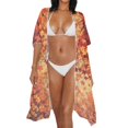 thumbnail image 3 of HELLHERO High Quality Fabrics Bathing Suit Cover Up for Beach Casual Free Size Long Kimono Swimsuit Cover Up Maple Leaf, 3 of 6