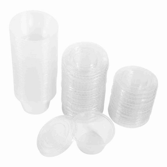 50-Pack 2oz Plastic Sauce Cups with Lids - Disposable Condiment Containers for Takeaway