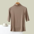 thumbnail image 2 of yillto Turtleneck 3/4 Sleeve Tops for Womens Summer Casual Dressy Mock Neck Tight T Shirt Blouse, 2 of 6